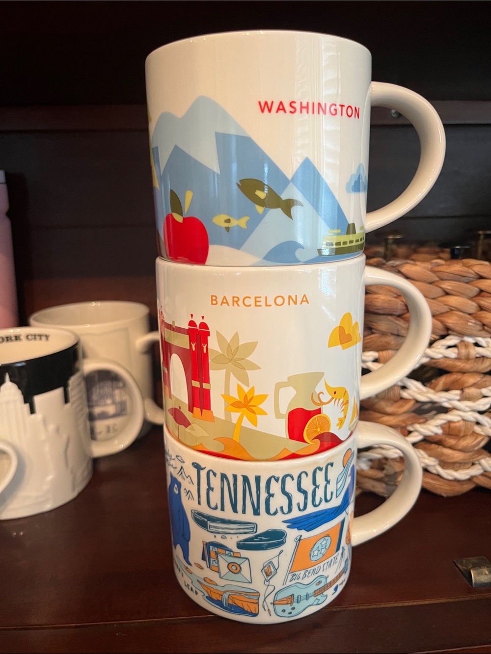 Starbucks Tennessee, Washington, & Barcelona mug set